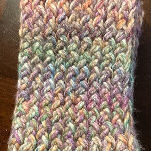 Handmade multicolor knit infinity scarf without twist